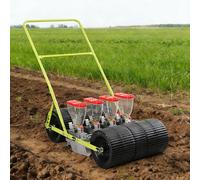Manual Vegetable Seeder, Adjustable Row Spacing and Depth Hand Push Garden Planter for Efficient Row Seeding