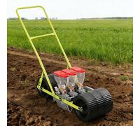 Manual Vegetable Seeder, Hand Push Garden Seed Planter with Adjustable Row Spacing & Depth, Agricultural Row Seeding Machine for Peanut Corn Leek