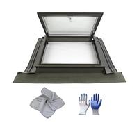 Manual Ventilated Skylight Window with Tempered s & Drain Tray for Hallway Sunroom Staase Basement 80° Open Angle for Maximum Sunlight