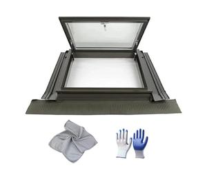 Manual Ventilated Skylight Window with Tempered s & Drain Tray for Hallway Sunroom Staase Basement 80° Open Angle for Maximum Sunlight