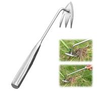 Manual Weed er Tool, 2025 New Weeding Artifact Uprooting Weeding Tool, 3 Tooth Manganese Steel Weed r Tool for Gardening Backyard (Stainless Steel)