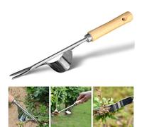 Manual Weeder Hand Tool Portable Garden Weed Puller with Wooden Non Slip Handle and Stainless Steel Head, Weeding Fork for Easy Weeder Root Removal Lawn Extractor Transplanting Pruning Digging (1)