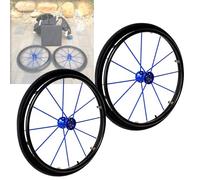 Manual Wheelchair Casters 24" Wheel Replacement Wheelchair Rear Wheels 2 Pcs Quick Release Wheels With Bearing, Aluminum Wheel Hub, 1/2" (12.7mm) Bearing Pneumatic Tires(Blue)
