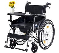 Manual Wheelchair for disables and Elderly,Wheelchairs Folding Lightweight Self Propelled Wheelchair Commode with Attendant Brakes,Portable Transit Travel Chair