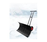 Manual Wheeled Snow Shovel with Adjustable Handle for Easy Driveway Snow Removal