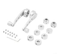 Manual Window Handle with Square Round 16-Spline Adapters for Classic Cars - Aluminium Alloy Crank Winder Replacement Kit Red Blue Silver Black(Silver)