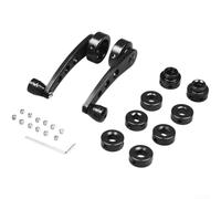 Manual Window Handle with Square Round 16-Spline Adapters for Classic Cars - Aluminium Alloy Crank Winder Replacement Kit Red Blue Silver Black(Black)