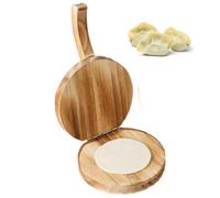 Manual Wooden Tortilla Press with Stainless Steel Hinge, Dumpling Wrapper Maker for Corn Flour Tortillas Empanada Dough, Brown