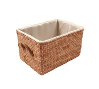 Manual Woven Storage Basket Handmade Laundry Wicker Baskets Sundries Organizer Clothes Toys Container Decoration -Brown
