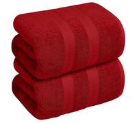 manucci 2X Extra Large Super Jumbo Bath Sheet 100 x 200 cm Luxury 100% Egyptian Combed Cotton Towel Highly Absorbent XXL Bath Sheets Soft Hotel Quality Big Bath Towels (Red)