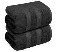 manucci 2X Extra Large Super Jumbo Bath Sheet 100 x 200 cm Luxury 100% Egyptian Combed Cotton Towel Highly Absorbent XXL Bath Sheets Soft Hotel Quality Big Bath Towels (Black)