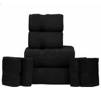 manucci 8-Piece Towels Bale Set 100% Egyptian Cotton Super Soft Premium Quality 4 Face 2 Hand 2 Bath Towel for Spa, Gym, Hotel & Bathroom 600GSM (Black)