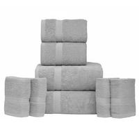 manucci 8-Piece Towels Bale Set 100% Egyptian Cotton Super Soft Premium Quality 4 Face 2 Hand 2 Bath Towel for Spa, Gym, Hotel & Bathroom 600GSM (Silver)
