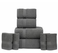 manucci 8-Piece Towels Bale Set 100% Egyptian Cotton Super Soft Premium Quality 4 Face 2 Hand 2 Bath Towel for Spa, Gym, Hotel & Bathroom 600GSM (Charcoal Grey)