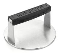 Manucode 18 cm Stainless Steel Burger Press, 1.22 kg Round Burger Smasher and Bacon Press with Silicone Handle, Dishwasher Safe Grill Press for Smash Burgers, Steak, Bacon, Panini and BBQ