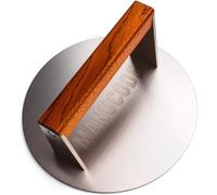 Manucode Stainless Steel Smash Burger Press, Heavy Bacon Weight with Cool Beechwood Handle, Rust-Free, Preheatable for Steak, Grilled Cheese Sandwiches, and Flat-Top Cooking (20.5CM, Round)