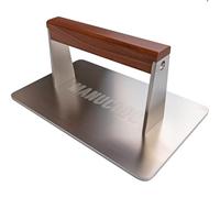 Manucode Stainless Steel Smash Burger Press, Heavy Bacon Weight with Cool Beechwood Handle, Rust-Free, Preheatable for Steak, Grilled Cheese Sandwiches, and Flat-Top Cooking (23.5x14.5CM, Rectangular)