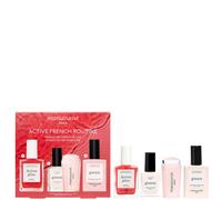 Manucurist - Active French Manicure Routine Nail Set - 1 Active™ Glow Raspberry Nail Strengthener - 1 Green™ Nail Polish Travel Size - 1 Mani Stamper - 1 Green™ Gel Like Top Coat - French Manicure Kit