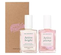 Manucurist Active Icons Duo Bright & Plump Nail Polish Set | Nail strengthener duo with brightening treatment polish and Active Plump. No lamp, vegan nail care