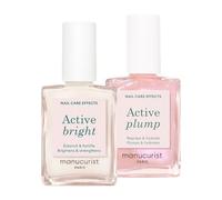 Manucurist Active Icons Duo Polish Set - Active Bright, Active Plump Nail Polishes - Nail Strengthener - Brightening Treatment Polish & Care - Gifts for Women