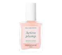 Manucurist Active Plump Baby Rose Nail Strengthener Clear Nail Polish | Collagen & peach extract nail hydrator with ultra-glossy baby rose shimmer. No lamp, vegan, plant-based