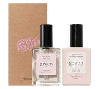 Manucurist Green Duo Set - Base Coat & Sunshine Top Coat - Vegan 12-Free Nail Polish System - Plant-Based Formulas - Made in France - 2 x 0.5 fl oz