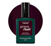 Manucurist Green Flash Aubergine Dark Purple LED Gel Nail Polish | LED gel polish and semi-permanent nail varnish, UV nail lamp compatible. 12-free, bio-sourced, vegan, Made in France, 15 ml