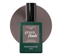 Manucurist Green Flash Clay Taupe LED Gel Nail Polish | LED gel polish and semi-permanent nail varnish, UV nail lamp compatible. 12-free, bio-sourced, vegan, Made in France, 15 ml