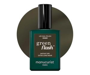 Manucurist Green Flash Khaki LED Gel Nail Polish | LED gel polish and semi-permanent nail varnish, UV nail lamp compatible. 12-free, bio-sourced, vegan, Made in France, 15 ml