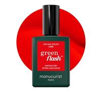 Manucurist Green Flash Lava Orange Red LED Gel Nail Polish | LED gel polish and semi-permanent nail varnish, UV nail lamp compatible. 12-free, bio-sourced, vegan, Made in France, 15 ml