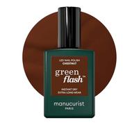 Manucurist Green Flash LED Chestnut Brown Gel Nail Polish - Vegan, 12-Free, Plant-Based - Strengthens and Protects the Nail - Gel Polish - Made in France - 0.5 fl oz