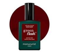Manucurist Green Flash LED Dark Pansy Red Gel Nail Polish - Vegan, 12-Free, Plant-Based - Strengthens and Protects the Nail - Burgundy Gel Polish - Made in France - 15 ml