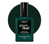 Manucurist Green Flash LED Poison Green Glitter Gel Nail Polish - Vegan, 12-Free, Plant-Based - Strengthens and Protects the Nail - Gel Polish - Made in France - 15 ml
