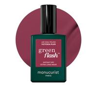Manucurist Green Flash LED Victoria Plum - Purpleish Brown Pink Gel Nail Polish - Pink Gel Polish Vegan, 12-Free, Plant-Based - Strengthens and Protects Nails - Made in France - 15 ml