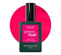 Manucurist Green Flash Neon Pink LED Gel Nail Polish | LED gel polish and semi-permanent nail varnish, UV nail lamp compatible. 12-free, bio-sourced, vegan, Made in France, 15 ml
