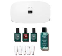 MANUCURIST • Green Flash Slim LED Gel Nail Polish Kit • 24W LED Nail Lamp • Vegan • Base Coat + Top Coat + Dark Pansy Polish + Gel Polish Remover + Nail Clips