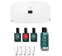 MANUCURIST • Green Flash Slim LED Gel Nail Polish Kit • 24W LED Nail Lamp • Vegan • Base Coat + Top Coat + Poppy Red Polish + Gel Polish Remover + Nail Clips
