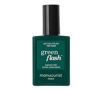 Manucurist Green Flash Top Coat Gel Nail Polish Long Lasting | LED gel polish top coat with high shine, up to 12 days wear and easy removal. Vegan, Made in France, 15 ml