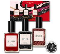 Manucurist Green Gift Set - 3 Vegan Nail Polish With Biodegradable Glitter - Black, Brown, Red Kit - Christmas Gifts for Women - Secret Santa - Holiday Gel Gift Box - Christmas Presents