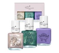 Manucurist Kids Water-Based Non-Toxic Nail Varnish Kit Wild Life - 3 Nail Polish Set : White, Glittery Green, Purple - Christmas Gifts - Kids Makeup Set For Girls