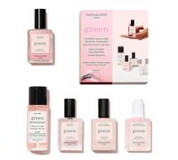 Manucurist System Green Pink (Hortencia) - Professional Manicure Set, Vegan & Plant-Based : 1 Nail Prep, 1 Base Coat, 1 Pink Nail Polish, 1 Top Coat, Drying Drops - No Lamp - Beauty Gift For Woman