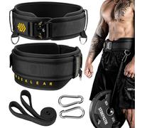 MANUEKLEAR 2-in-1 Weightlifting Belt & Dip Belt with 36.7 IN Rope, Double-Layer Weight Lifting Belts, Powerlifting Gym Weighted Belt for Pull Up Squat (Midnight Black, XL(38-41in))