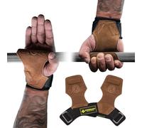 MANUEKLEAR Gym Straps Weight Lifting, Double Leather Lifting Straps for Men Deadlift with Cushion Wrist Loop, Gym Lifting Wrist Wraps for Weightlifting (Brown)