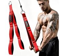 MANUEKLEAR Tricep Rope Cable Attachment Handles, Greater Range of Motion, Tricep Pull Down Rope for Push Downs, Crunches, Facepulls for Professional Gym (Red)