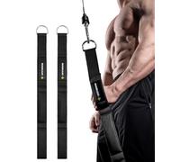 MANUEKLEAR Tricep Rope Cable Attachment Handles, Greater Range of Motion, Tricep Pull Down Rope for Push Downs, Crunches, Facepulls for Professional Gym (Black 2pcs)