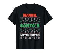 Manuel Santa's Little Helper Funny Manuel Name Christmas Value Graphic T-Shirt, Men, Black, S