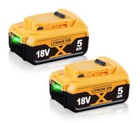 MANUFER 2-Pack 5.0Ah 18V Replacement for DeWalt 18V Battery Li-Ion Compatible with DCB184 DCB200 DCB204 DCB206 & DCD/DCF/DCS Cordless Tools with LED Indicator