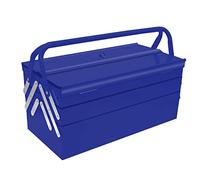 MANUFORE Metal Tool Box 16.5 x 8.5 x 8'' Folding Tool Storage Box, 3 Level and 5-Tray, with A Hole for Locking