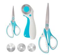 MANUFORE Professional Sewing Scissors Set: Big Scissors, Small Scissore, Rotary Cutter with 3pcs Extra Blades for Cutting Fabric