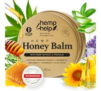 Manuka Honey & Hemp Balm - Soothes Dry, Cracked Skin, Eczema, Psoriasis - Dermatologist-Recommended, Eco-Friendly, Plastic-Free Packaging, Cruelty-Free - 60ml